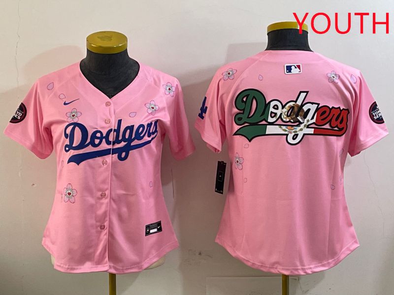 Youth Los Angeles Dodgers Blank Pink Sakura Edition 2025 Nike MLB Jersey style 7